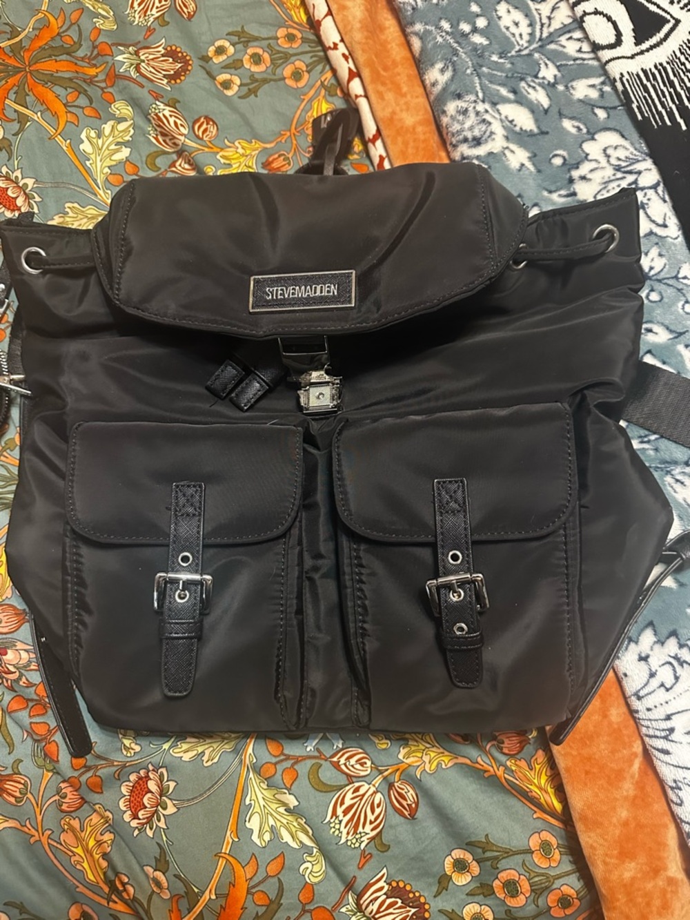 Steve Madden Black Nylon Backpack